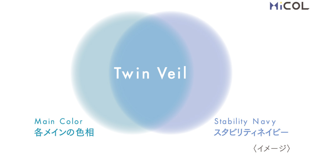ホーユー　プロステップルミシャス　ツインベール　メインカラー　各メインの色相　スタビリティネイビー　イメージ